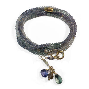 Multi Gemstone Necklace/Wrapped Bracelet with Labradorite and Iolite