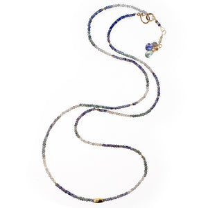 Multi Gemstone Necklace/Wrapped Bracelet with Labradorite and Iolite