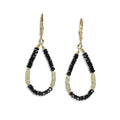 Gold Leverback Earrings with Black Sapphire & Green Sapphire - Q Evon Fine Jewelry