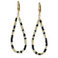 Gold Leverback Earrings with Black Sapphire & Green Sapphire - Large - Q Evon Fine Jewelry