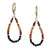 Gold Leverback Earrings with Black Spinel, Hessonite, Ruby