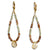 Gold Leverback Earrings with Andalusite, Green Sapphire, Champagne Quartz