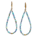 Gold Leverback Earrings with Blue Opal, Tanzanite, Aquamarine - Large - Q Evon Fine Jewelry