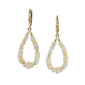 Gold Leverback Earrings with White Opal Loop - Q Evon Fine Jewelry
