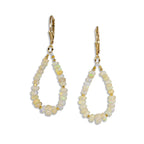 Gold Leverback Earrings with White Opal Loop - Q Evon Fine Jewelry
