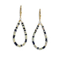 Gold Leverback Earrings with Green & Sapphire Black Sapphire - Q Evon Fine Jewelry