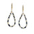 Gold Leverback Earrings with Green & Sapphire Black Sapphire