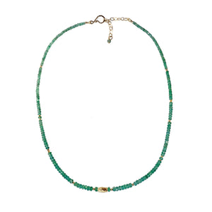 Gold Bead & Graduated Emerald Gemstone Necklace
