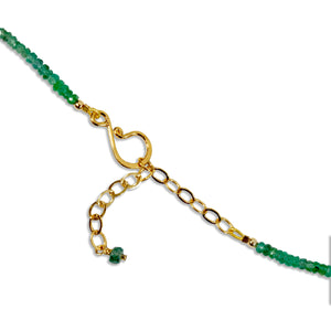 Gold Bead & Graduated Emerald Gemstone Necklace