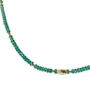 Gold Bead & Graduated Emerald Gemstone Necklace