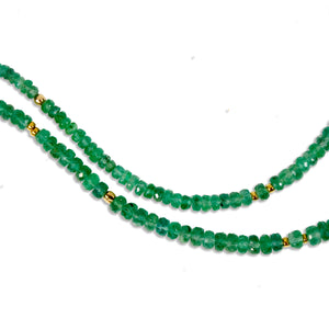 Gold Bead & Graduated Emerald Gemstone Necklace