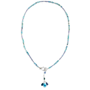 Silver Multi Gemstone Necklace with Blue Opal, Apatite, Tanzanite, Blue Topaz
