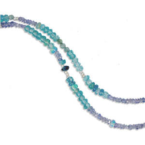 Silver Multi Gemstone Necklace with Blue Opal, Apatite, Tanzanite, Blue Topaz