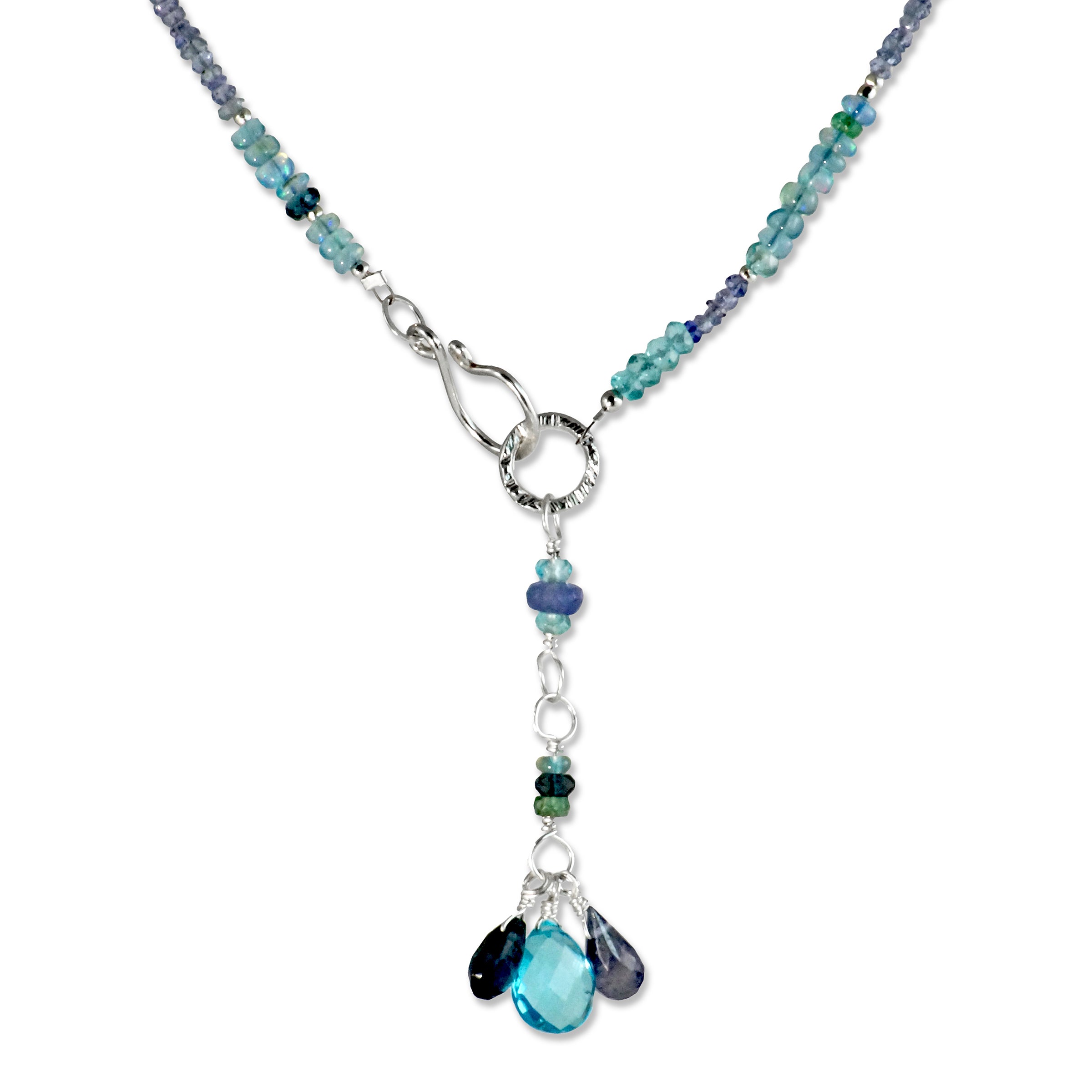 rich & famous Blue Colour Multi Strand Semi Precious Gemstone Beads Necklace  For Women & Girls Crystal Necklace Price in India - Buy rich & famous Blue  Colour Multi Strand Semi Precious