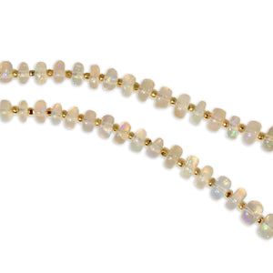 Graduated White Opal Gemstone Gold Necklace