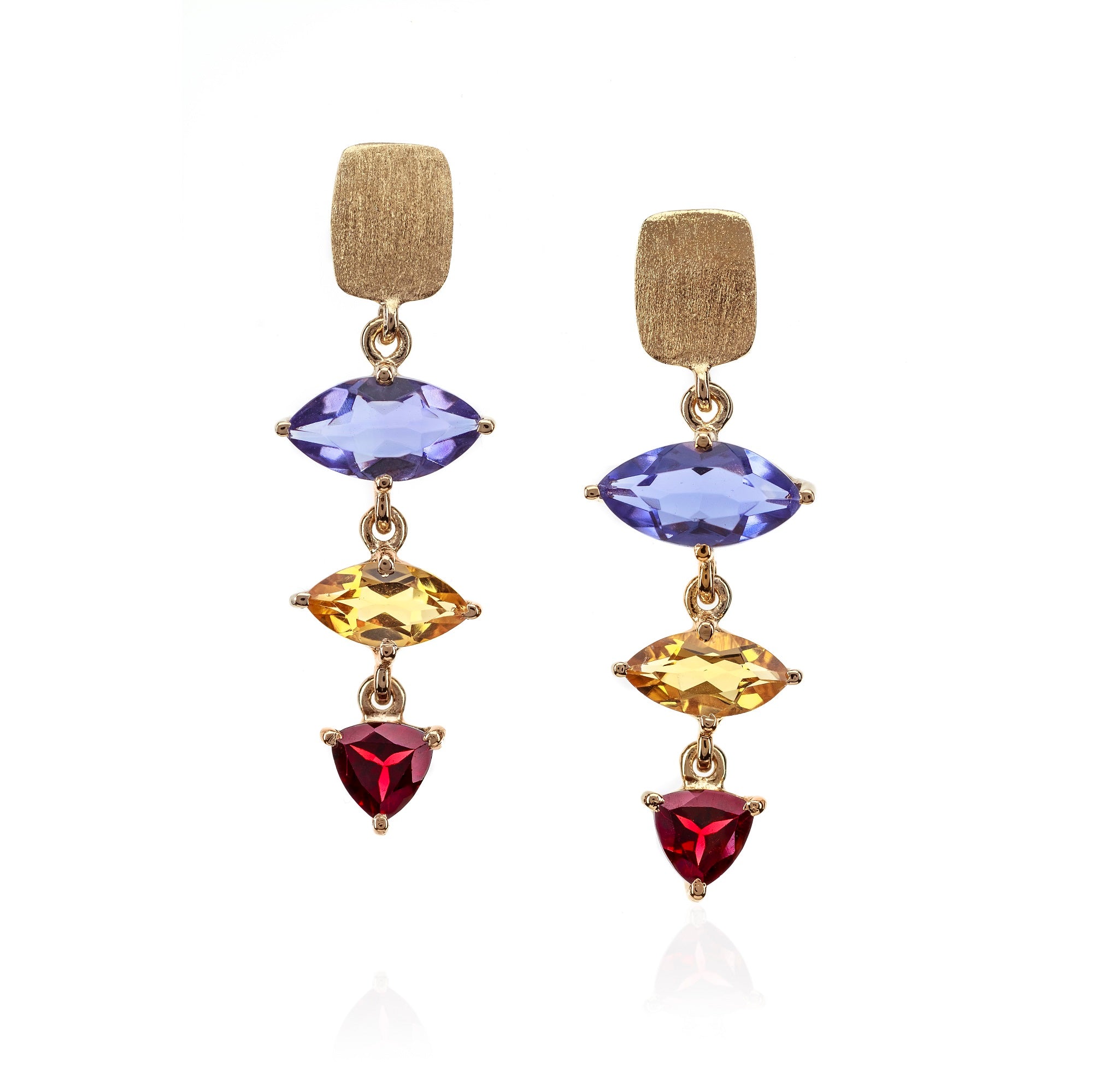 Iolite Jewel Drop East West Marquise 18k Vermeil  Earrings