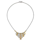 9 Tab Mixed Metal Necklace with Diamond