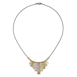 9 Tab Mixed Metal Necklace with White Sapphire