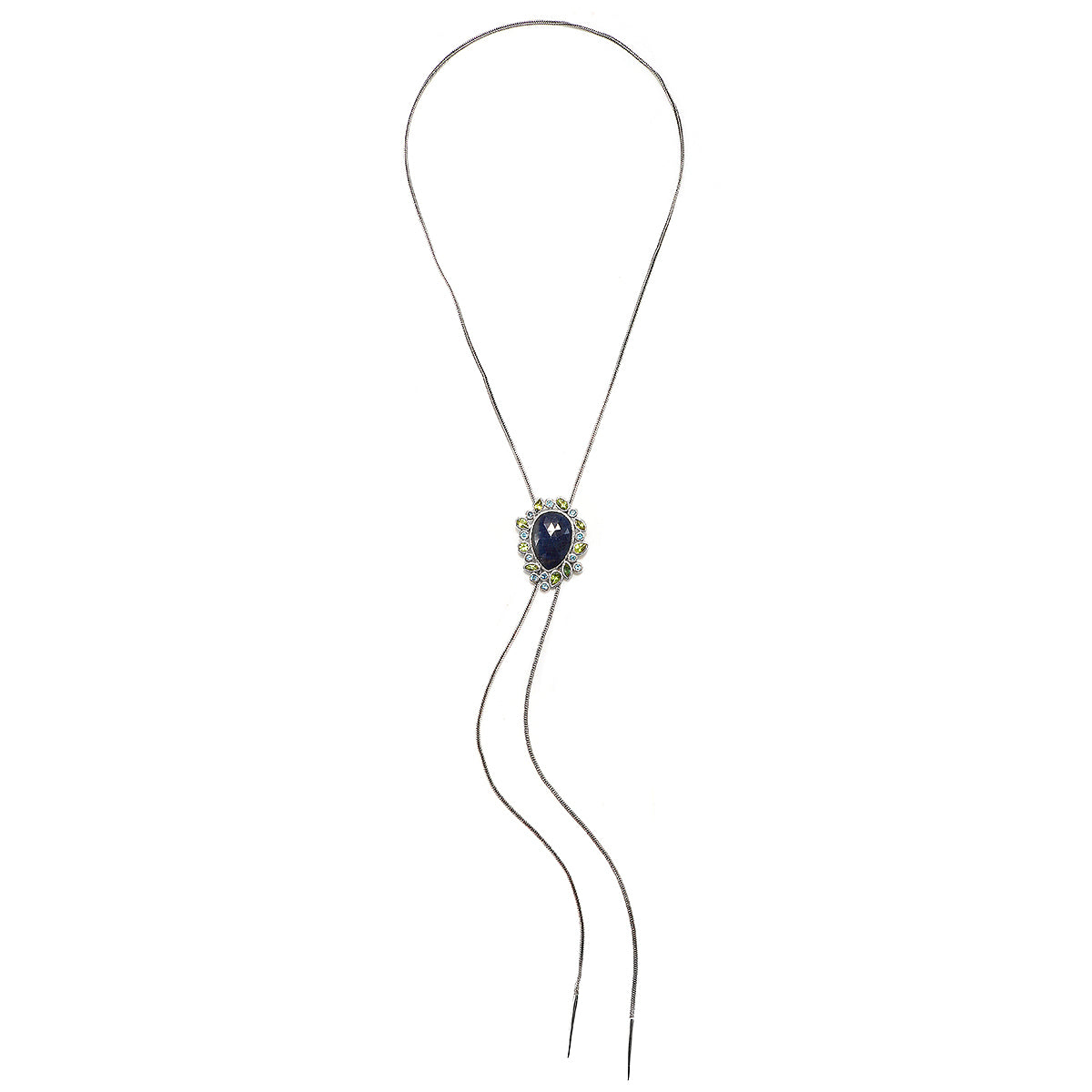 Circle of Fire - Silver Blue Sapphire Bolo Pendant