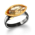 East West Marquise Ring - Black Ruthenium & Citrine - Q Evon Fine Jewelry