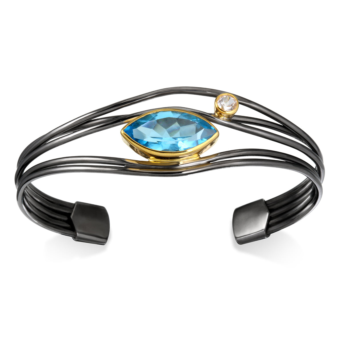 Edge Bracelet, Blue Topaz - Black Ruthenium