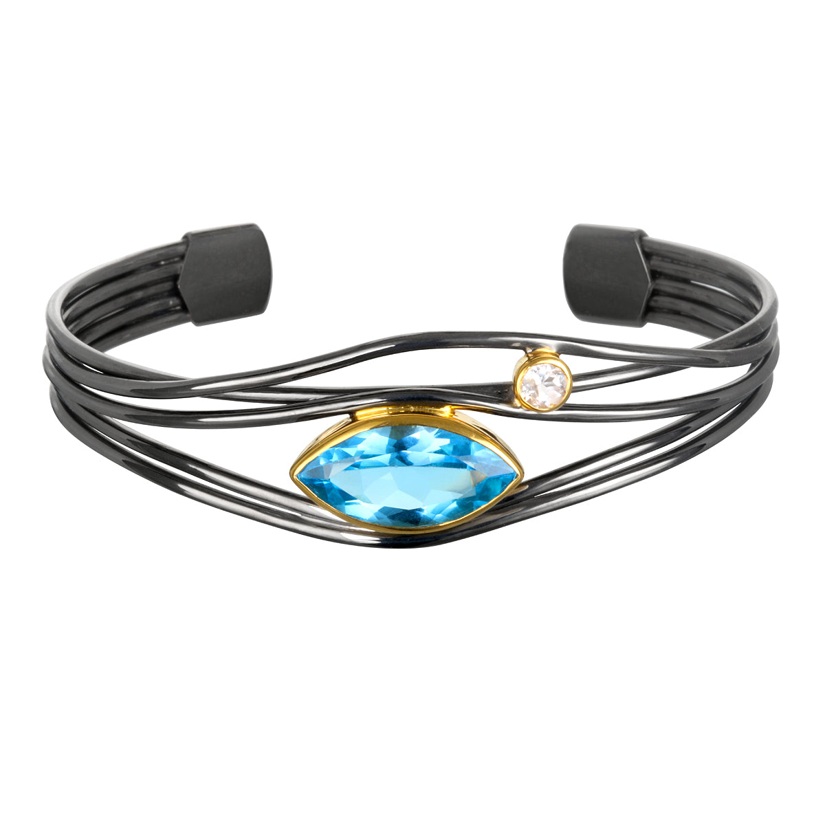 Edge Bracelet, Blue Topaz - Black Ruthenium