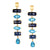 Rose Cut Blue Sapphire Slices & Blue Topaz long drop earrings 14k gold