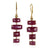 Rose Cut Ruby Slice Drop Earrings with Champagne Diamonds in 14k Gold