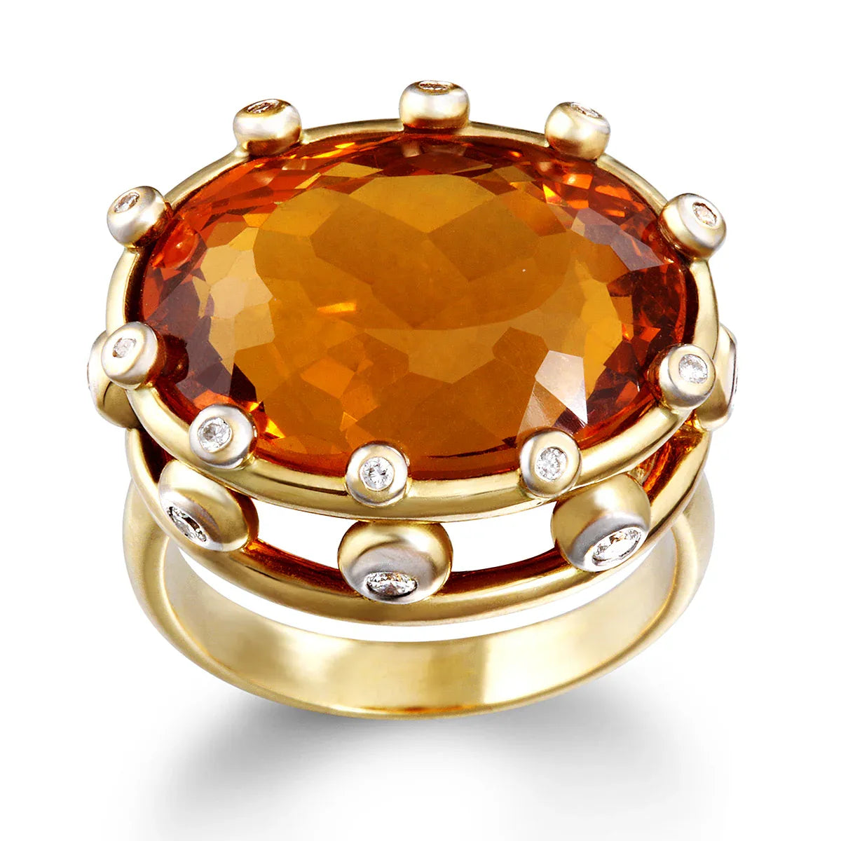 14k Crown Citrine with White Diamonds - Q Evon Fine Jewelry
