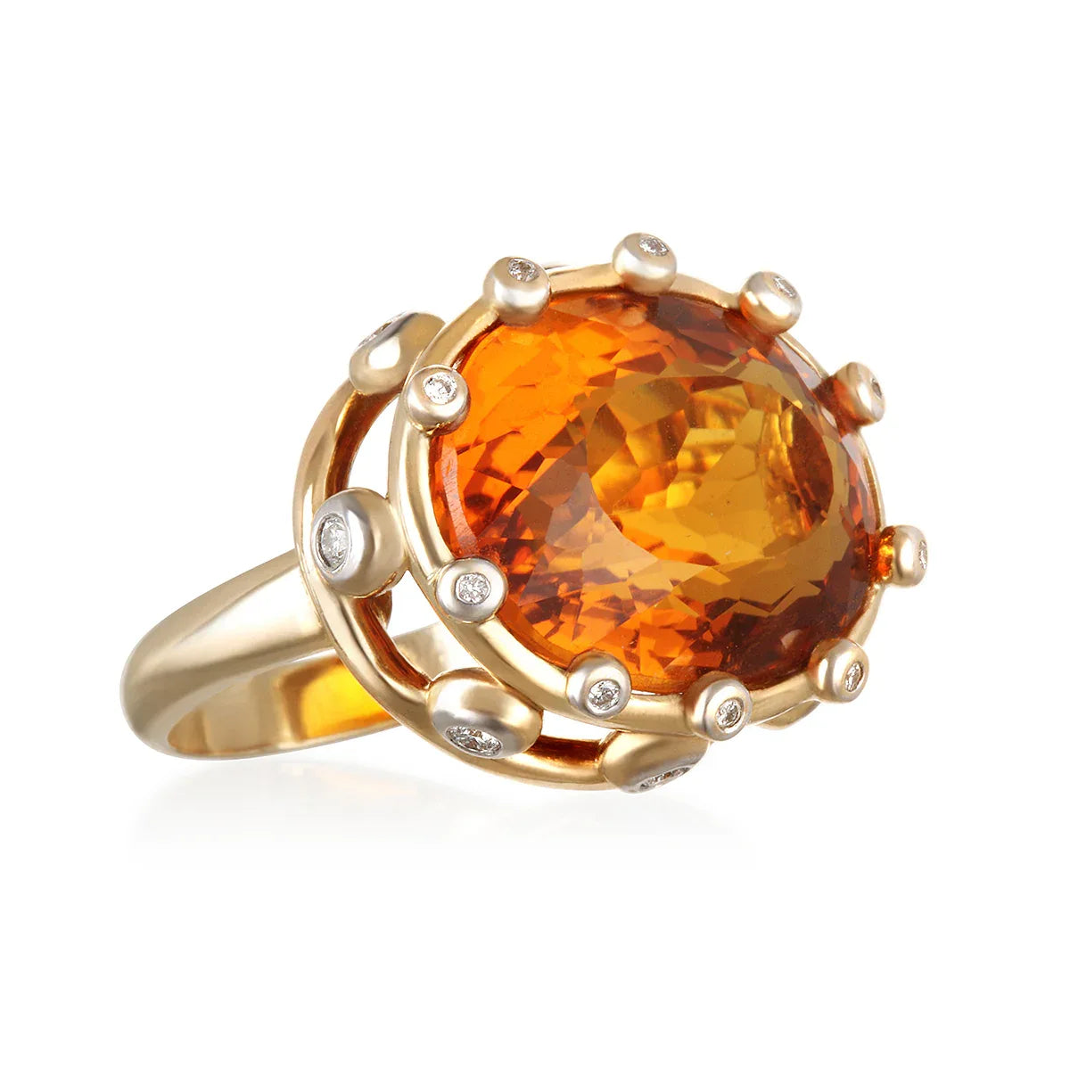 14k Crown Citrine with White Diamonds - Q Evon Fine Jewelry
