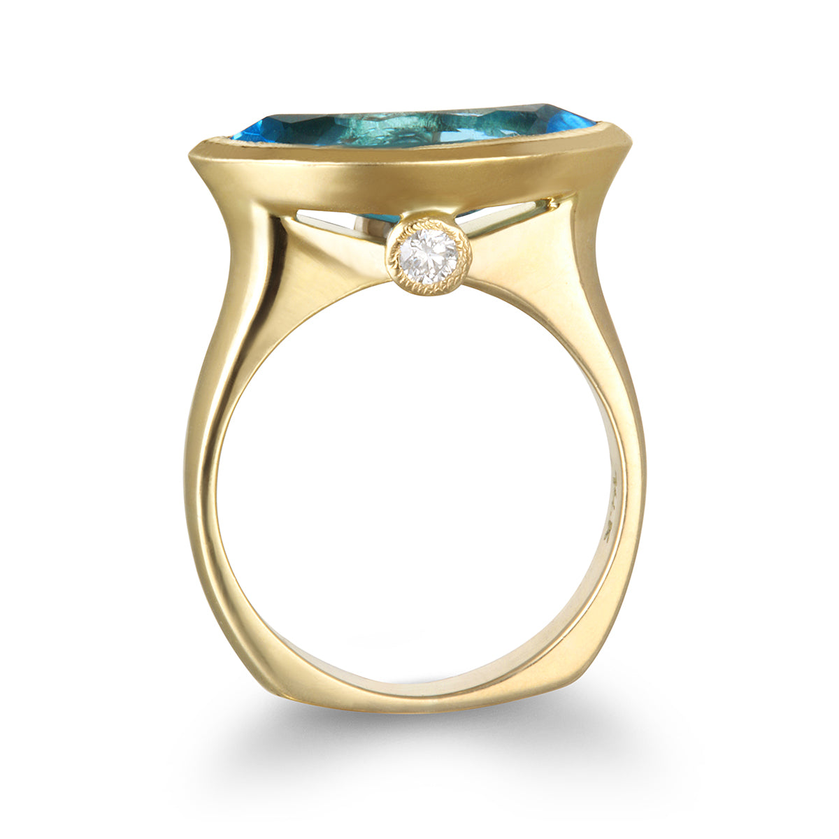 Vintage London blue topaz engagement ring rose gold ring pear moissani –  Ohjewel