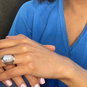 Cigar Band Moonstone Ring