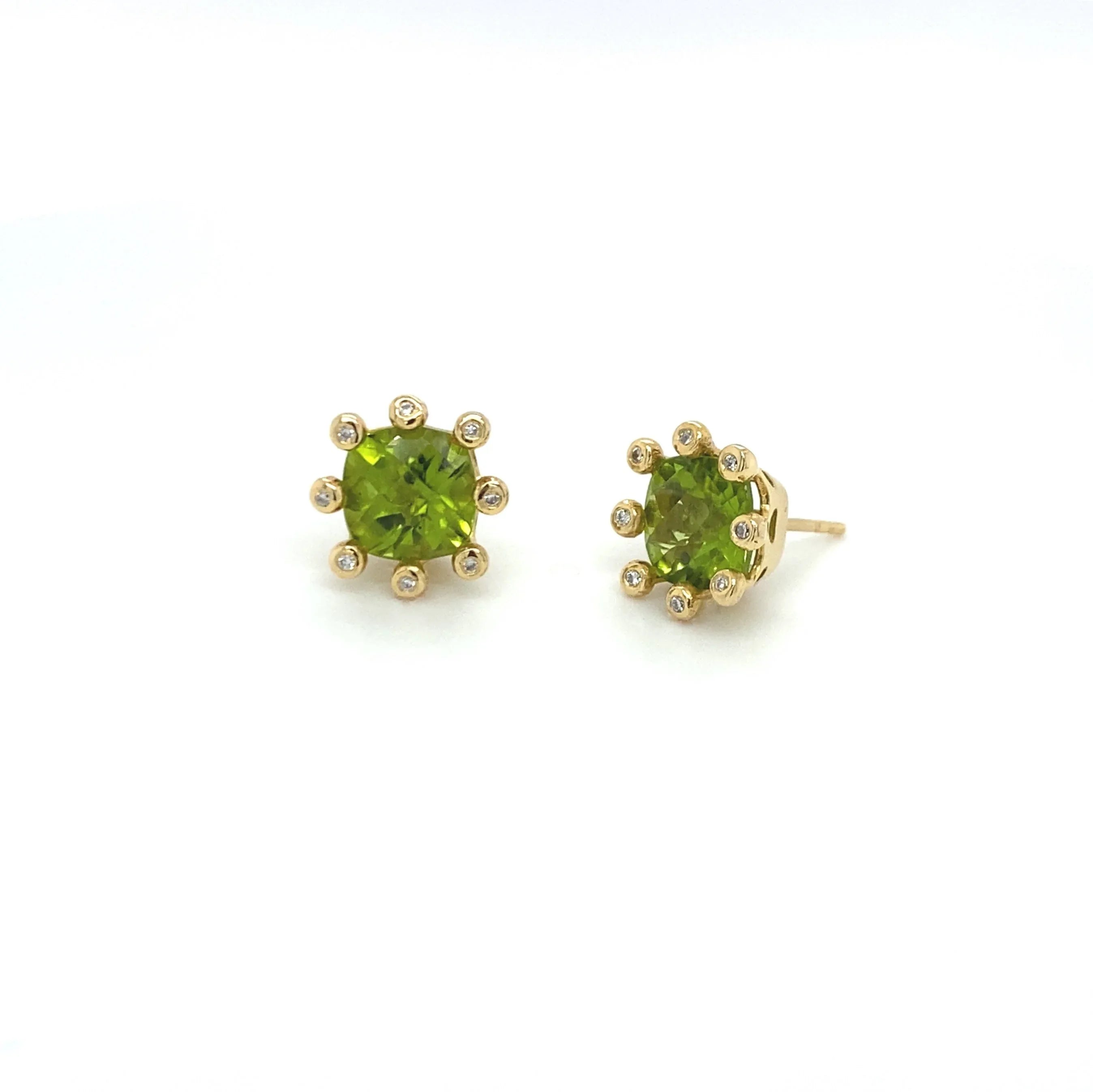 14K Peridot and Diamond Crown Earrings - Q Evon Fine Jewelry
