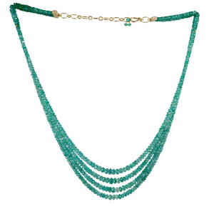 Multi Strand Emerald Necklace - 14k Gold