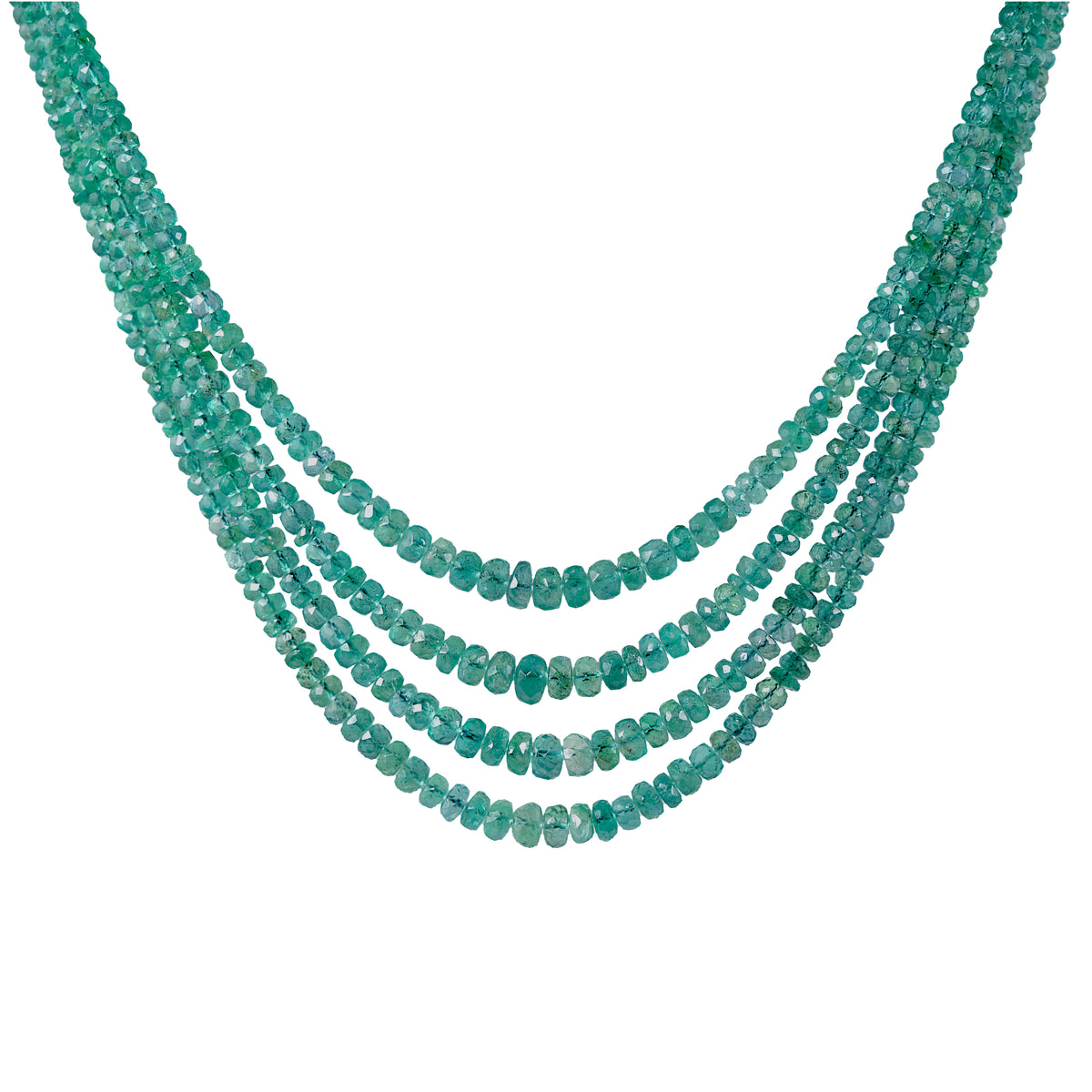 Multi Strand Emerald Necklace 14k Gold Q Evon Fine Jewelry