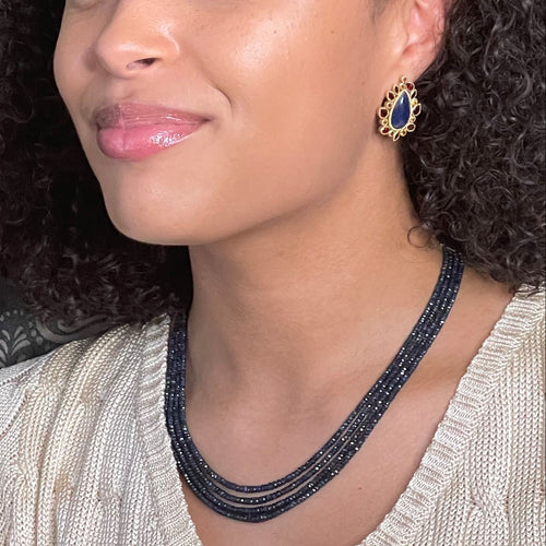 Circle of Fire - 14k Gold and Blue Sapphire Earrings