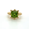 14K Peridot and Diamond Crown Ring
