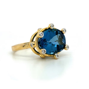 14K London Blue Topaz and Diamond Ring