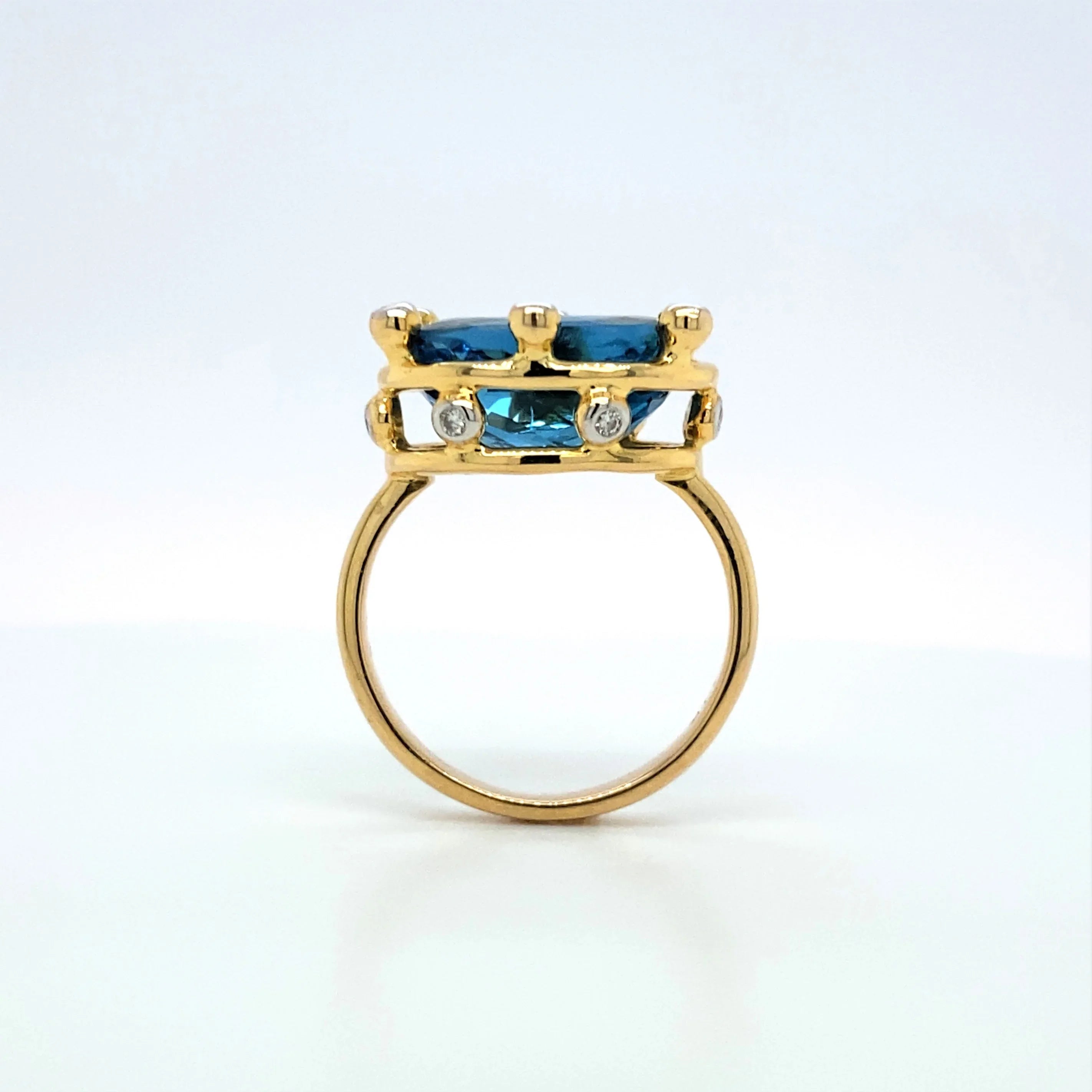 14K London Blue Topaz and Diamond Ring - Q Evon Fine Jewelry