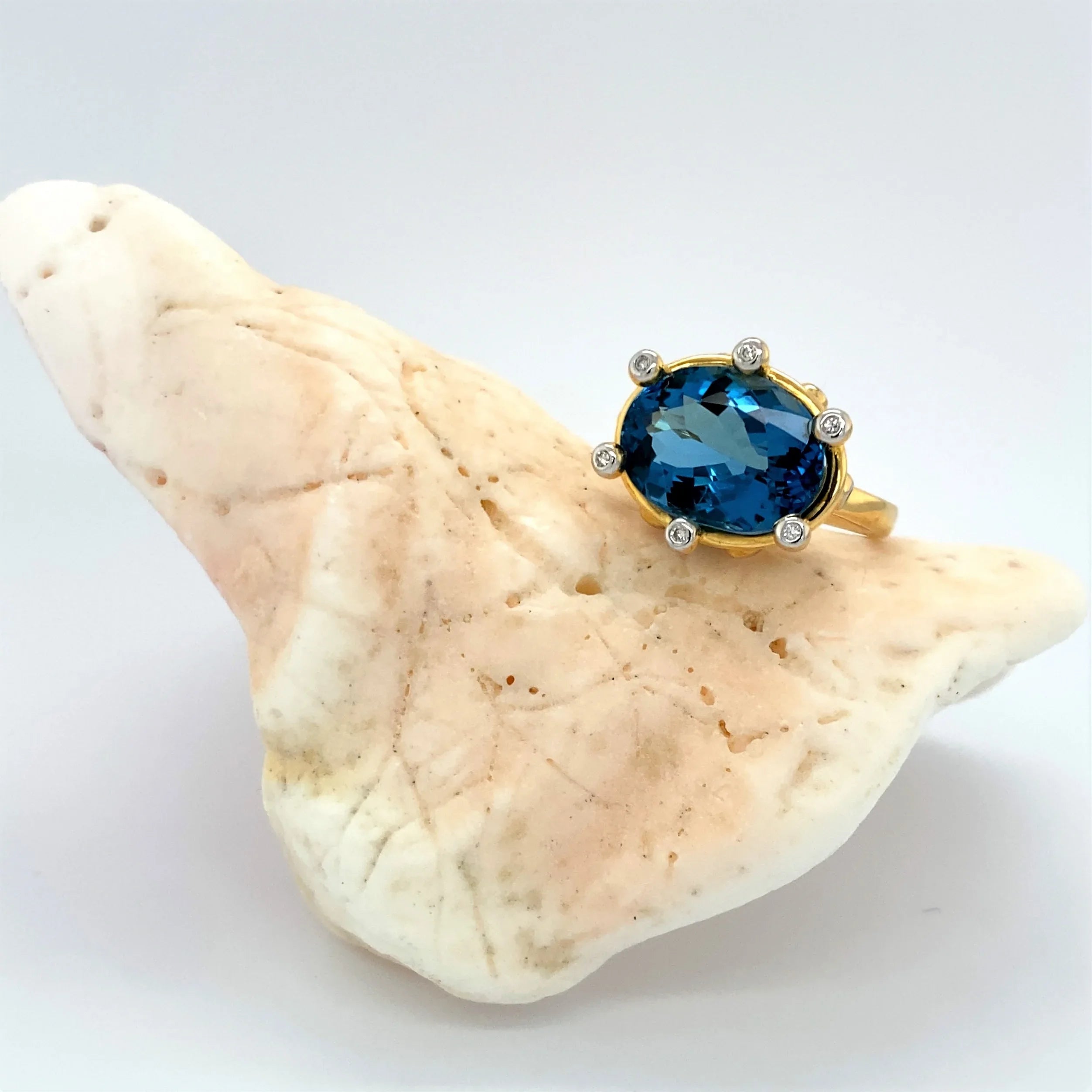 14K London Blue Topaz and Diamond Ring - Q Evon Fine Jewelry