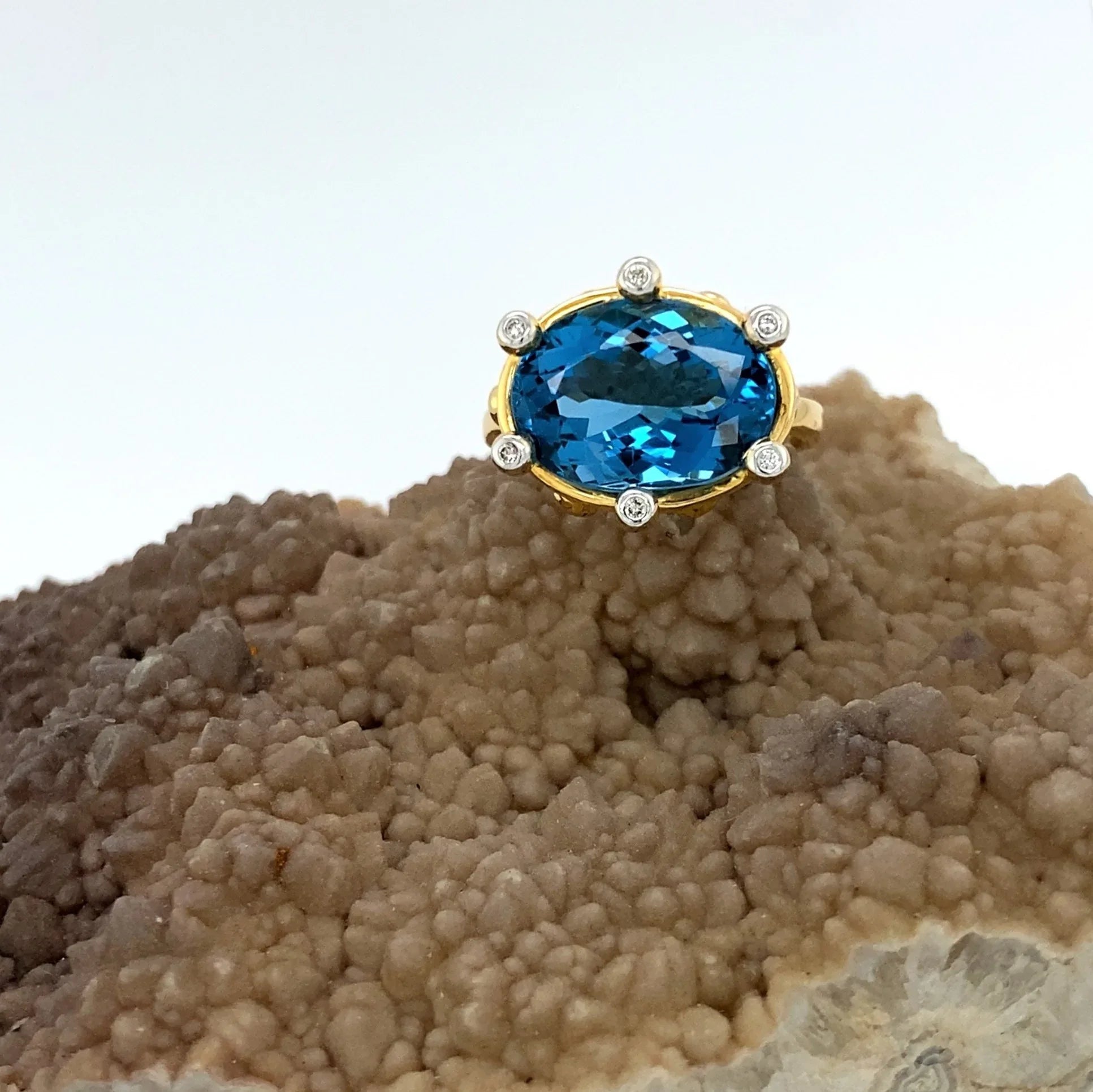 14K London Blue Topaz and Diamond Ring - Q Evon Fine Jewelry