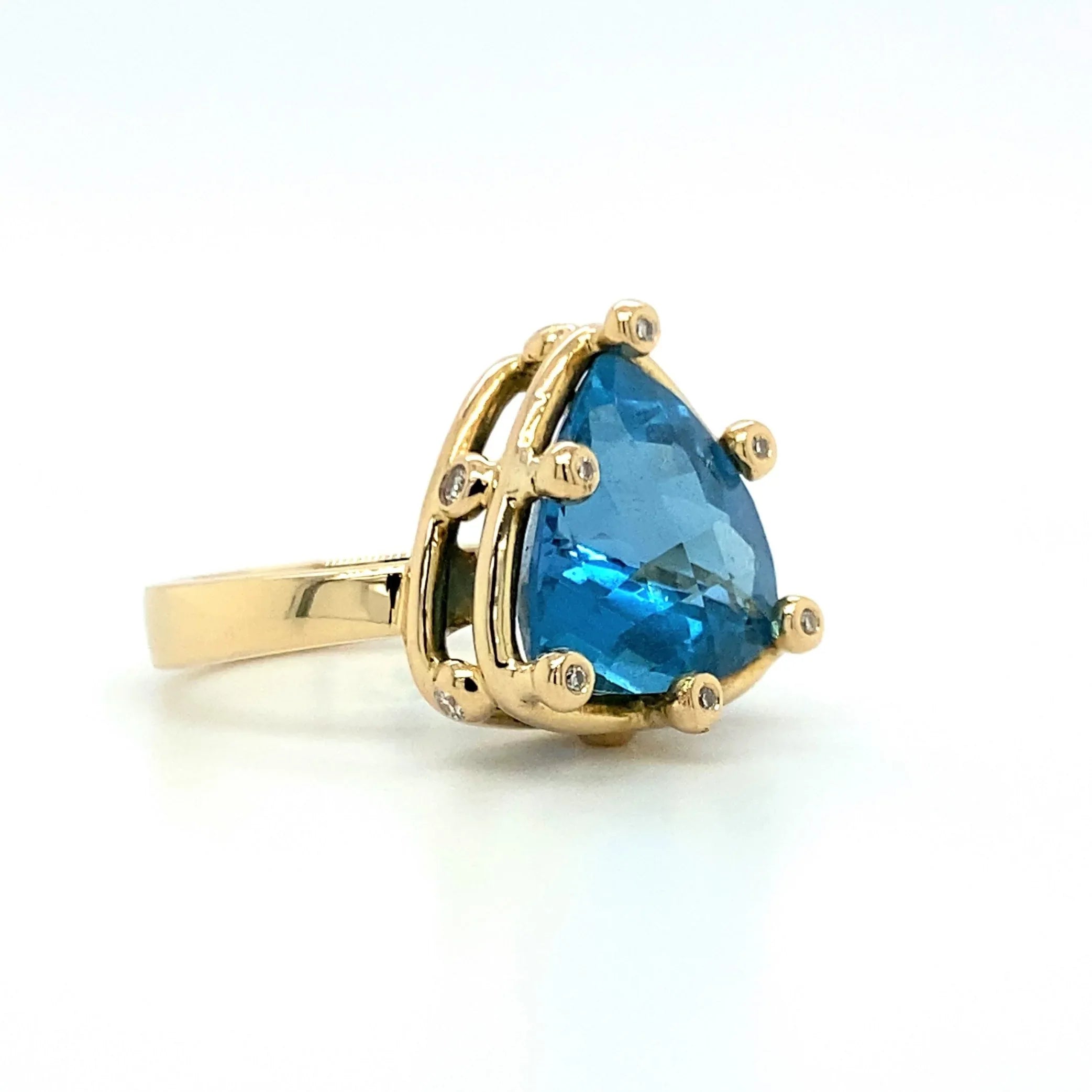 14K Blue Topaz and Diamond Ring - Q Evon Fine Jewelry