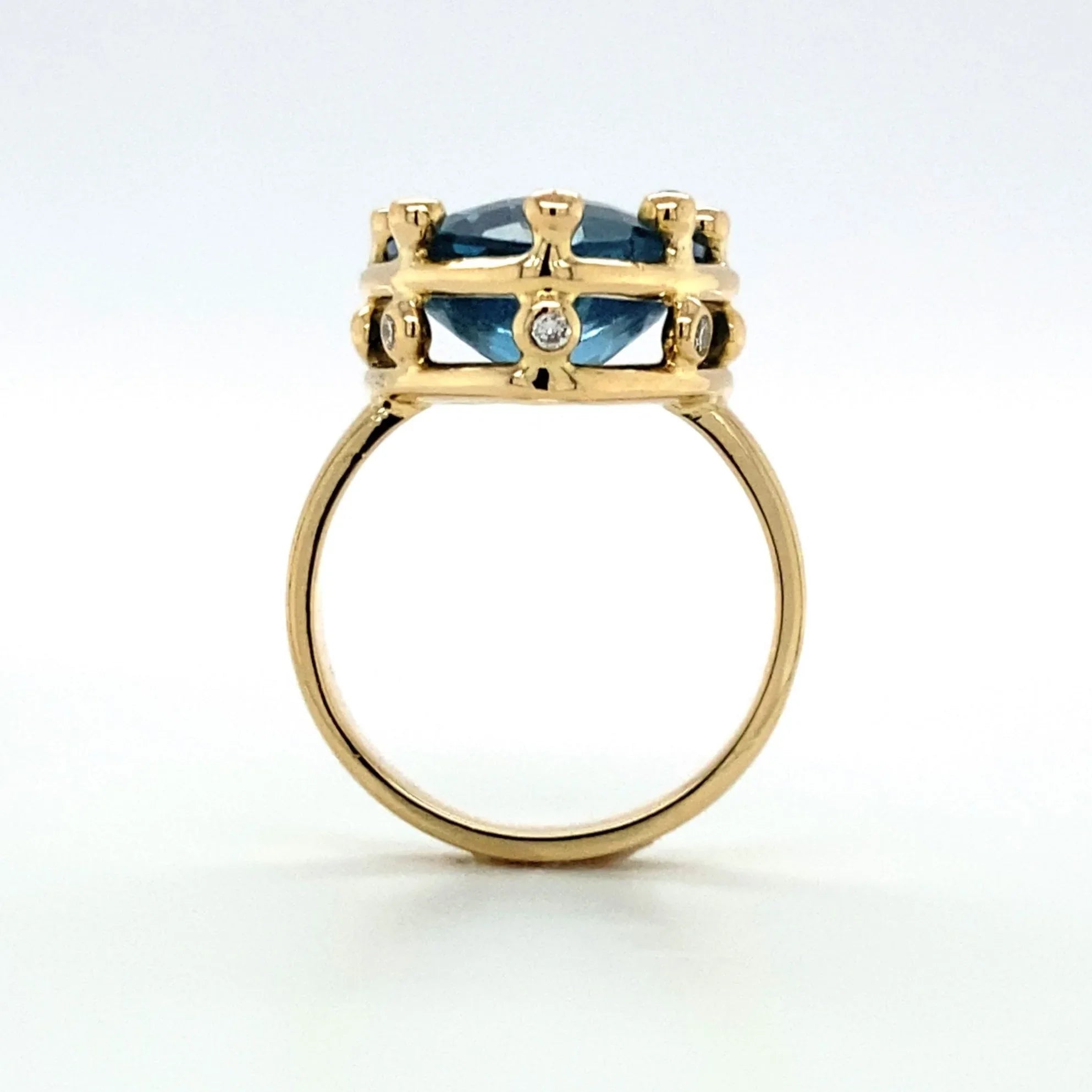 14K Blue Topaz and Diamond Ring - Q Evon Fine Jewelry