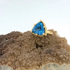 14K Blue Topaz and Diamond Ring - Q Evon Fine Jewelry