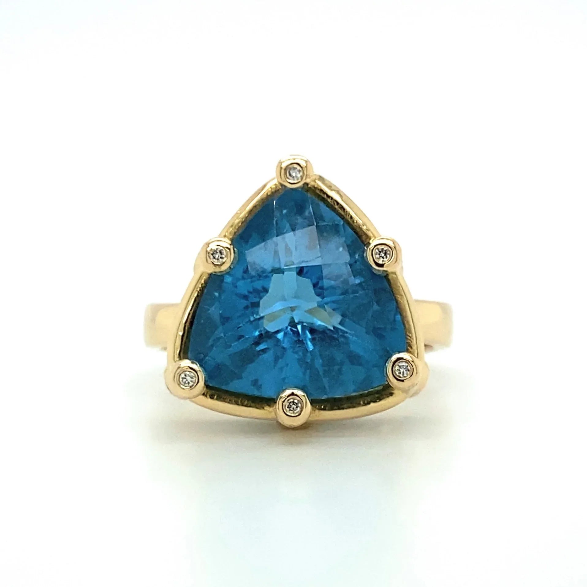 14K Blue Topaz and Diamond Ring - Q Evon Fine Jewelry