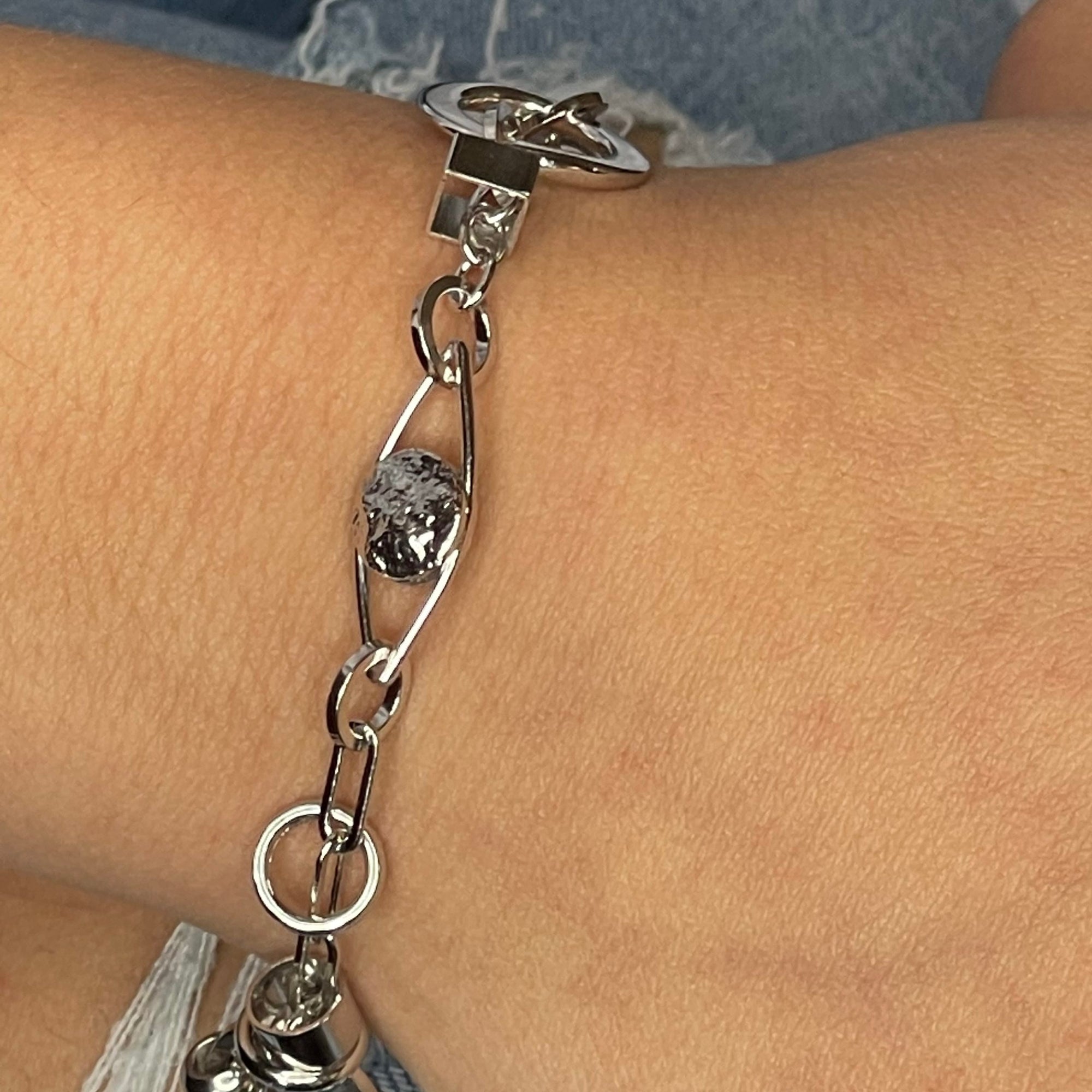 White Rhodium Treasure Sculptural Bracelet