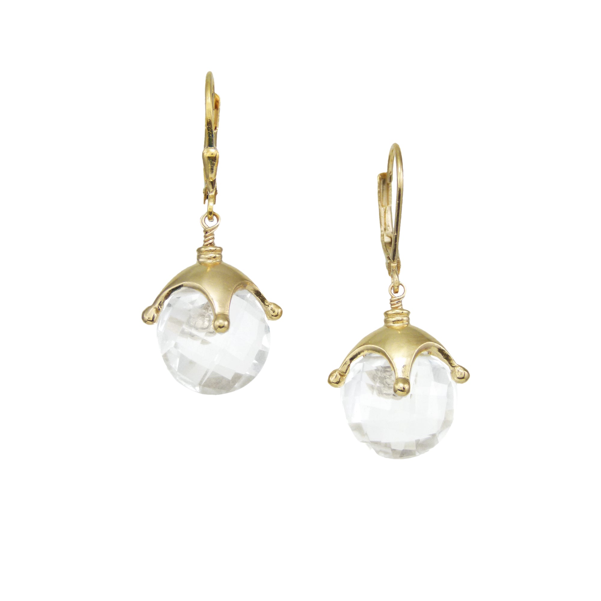 Jester Cap Earrings - Gold, Crystal