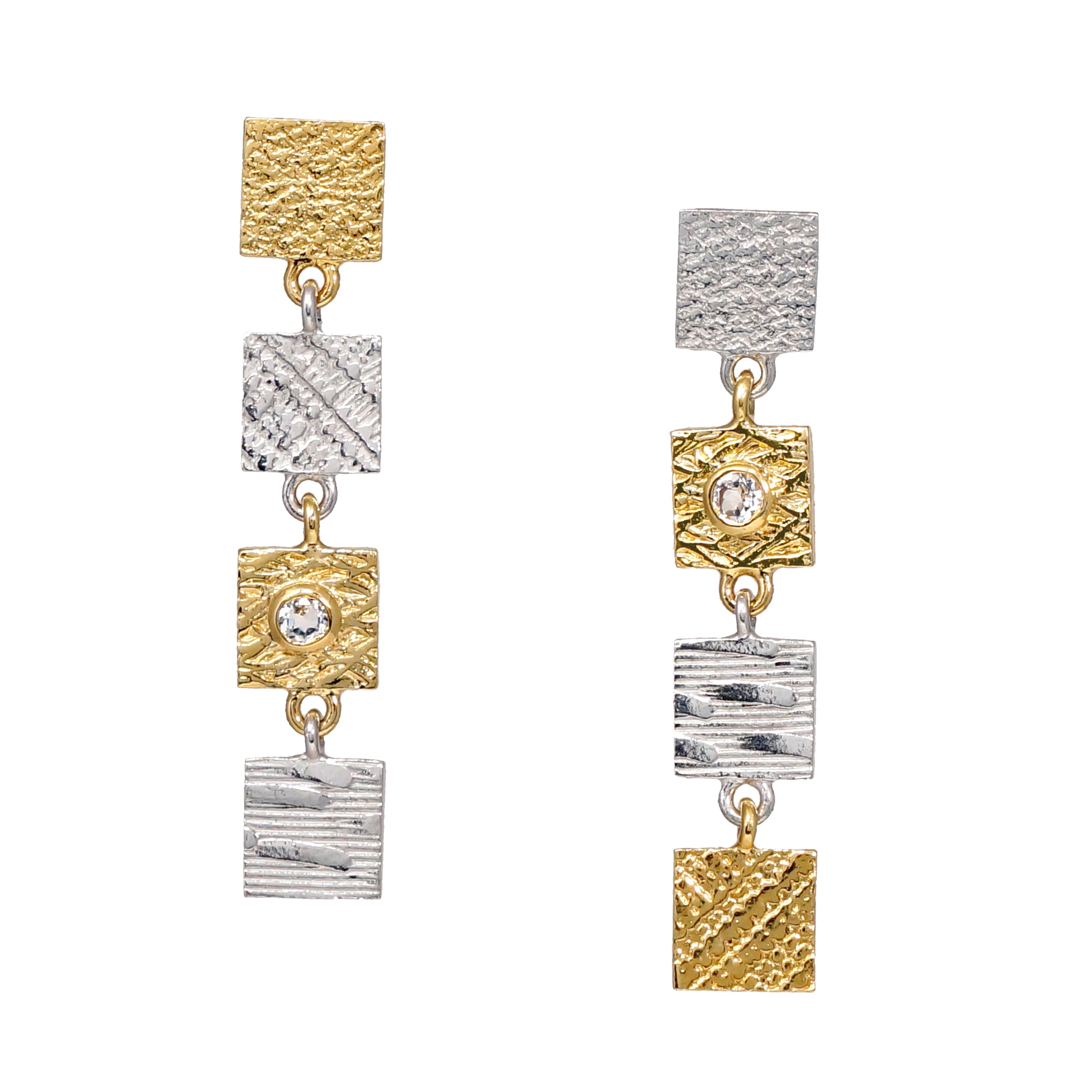 4 Tab Textured Earrings with Diamond