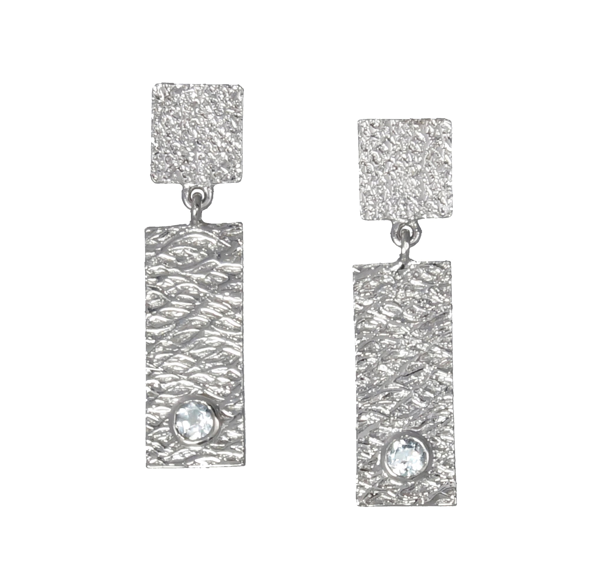 2 Tab Textured Earrings with Diamond