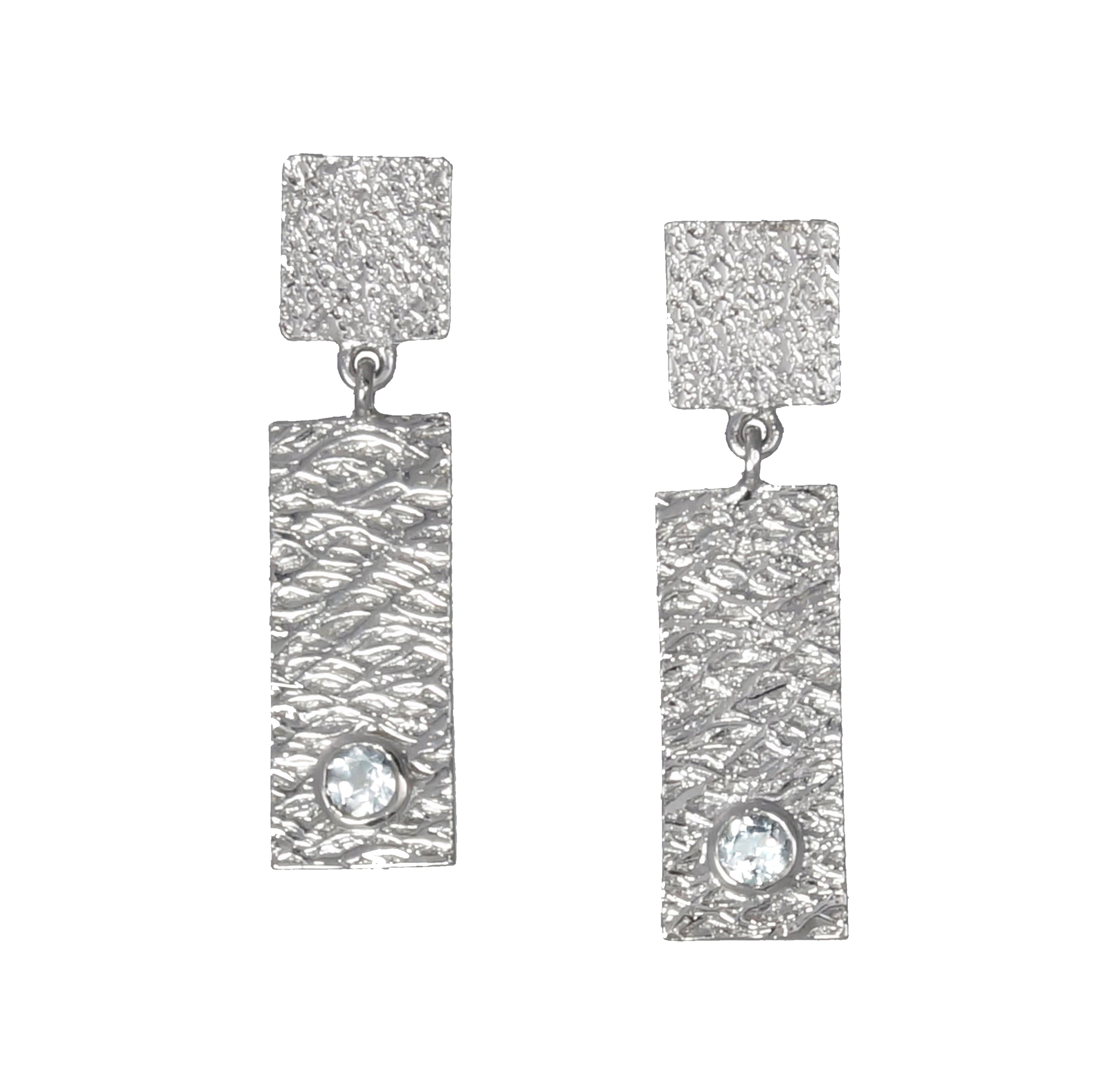 2 Tab Textured Earrings with Diamond